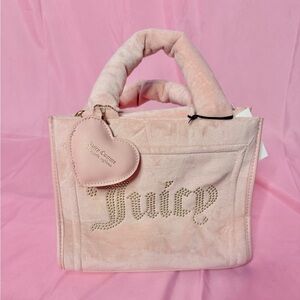 Mini Juicy Couture Light Pink Velvet Tote Bag